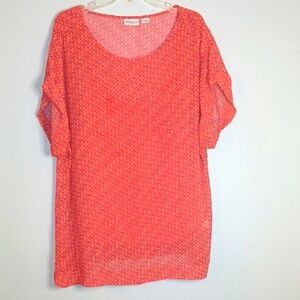 Liz Claiborne Orange and Yellow Woven Pattern Top